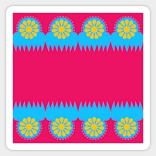 Ornamental geometric design in pink and blue background  template vector illustration Sticker